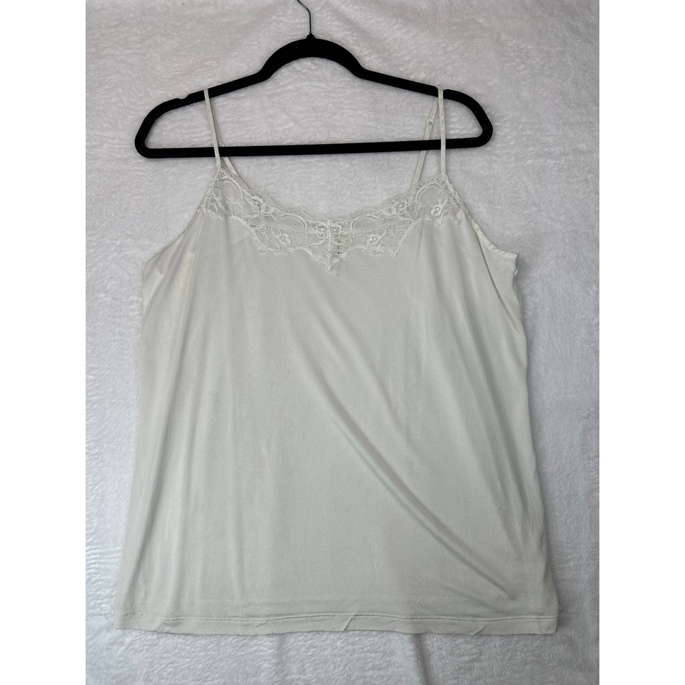 Twilfit Y2K Camisole Top Womens XL Cream Lace Trim Adjustable Straps